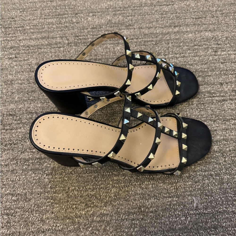 Studded Black Strappy Mule